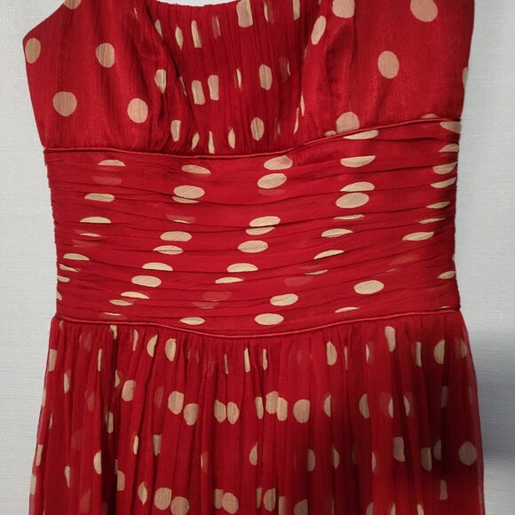 SANDRA ANGELOZZI - dress red fit and flare 100% silk size 30 (US 00) - Picture 2 of 8